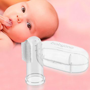 Зубная щетка с массажем десен для грудничков прозрачная BabyOno (SB) 723/01 03k17p249v1 фото