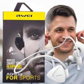 Спортивные беспроводные bluetooth наушники Awei A840BL 100 мАч Белый 11k01p156v2 фото