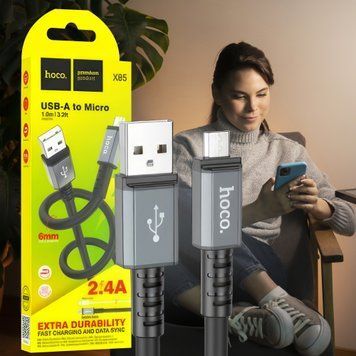 Зарядный кабель для передачи данных HOCO X85 Micro Strength Charging Data Cable USB-MicroUSB (206) 11k06p369 фото
