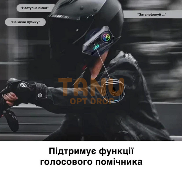 Беспроводная мотогарнитура Y10 на шлем с мягким микрофоном и Bluetooth 5.3 (509/4666) 11k01p182 фото
