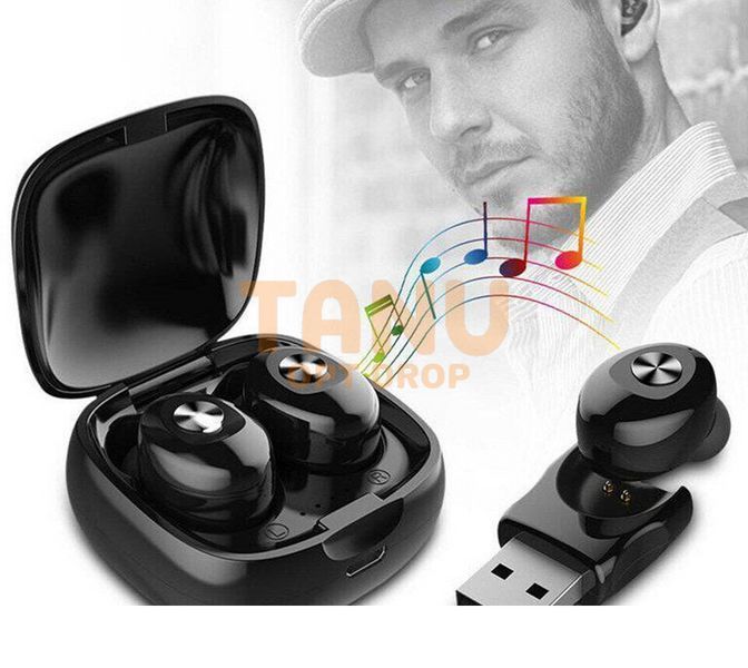 Бездротові Bluetooth навушники 5.0 HBQ XG12 з мікрофоном і зарядним кейсом Чорні 11k01p040 фото