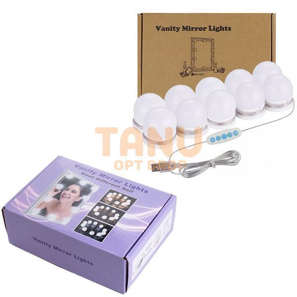 LED лампочки для гримерного дзеркала 10 шт VANITY MIRROR LIGHTS 3 режими світла (509) 01k09p020v1 фото