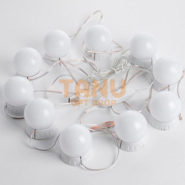 LED лампочки для гримерного дзеркала 10 шт VANITY MIRROR LIGHTS 3 режими світла (509) 01k09p020v1 фото