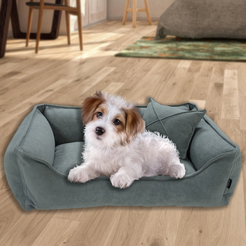 Велюрова лежанка для котів та собак Mamo Pets Premium, знімний чохол, ручка, S 60*45 (50*35), темно-сіра 05k01p003v1 фото