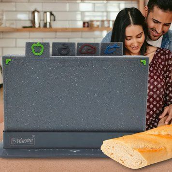 Набор кухонных разделочных досок 4шт+подставка Maestro MR-1787G Серая (235) 10k10p067v1 фото