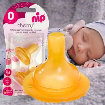 Дитяча кругла універсальна латексна соска NIP "Вишенька" М-середній потік від 0 місяців 2шт. (93001) (TK) 03k17p171v2 фото