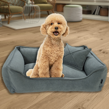 Велюрова лежанка для котів та собак Mamo Pets Premium, знімний чохол, ручка, M 70*50 (58*40), темно-сіра 05k01p003v2 фото