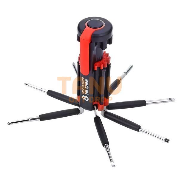 Багатофункціональна&nbsp;портативна&nbsp;викрутка Multi-Screwdriver Torch FZ-895, 8в1 з ліхтариком, Чорний/Червоний (YAB) 04k02p422 фото