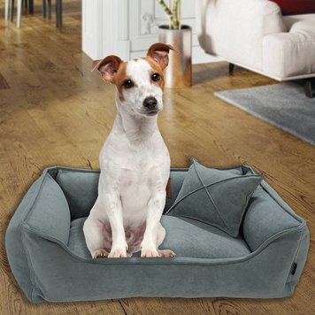 Велюрова лежанка для котів та собак Mamo Pets Premium, знімний чохол, ручка, L 90*60 (77*48), темно-сіра 05k01p003v3 фото