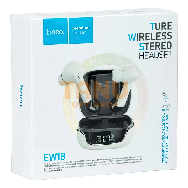 Бездротові вакуумні bluetooth TWS навушники HOCO EW18 True кейс із екраном Білі 11k01p108 фото