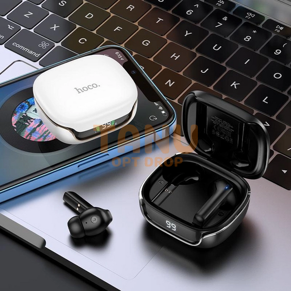 Бездротові вакуумні bluetooth TWS навушники HOCO EW18 True кейс із екраном Білі 11k01p108 фото