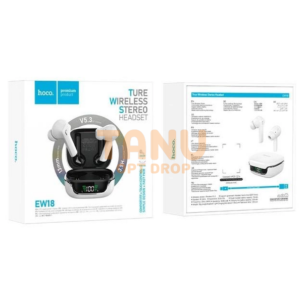 Бездротові вакуумні bluetooth TWS навушники HOCO EW18 True кейс із екраном Білі 11k01p108 фото