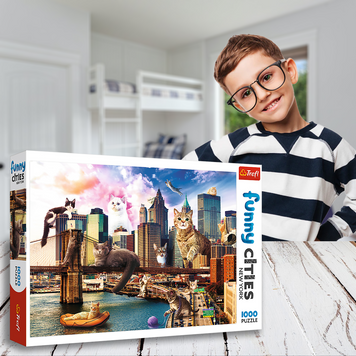 Гумористичні пазли Trefl &laquo;Коти у Нью-Йорку&raquo; 10595, серія &laquo;Веселі міста&raquo;, 1000 елементів (SB) 03k19p223 фото