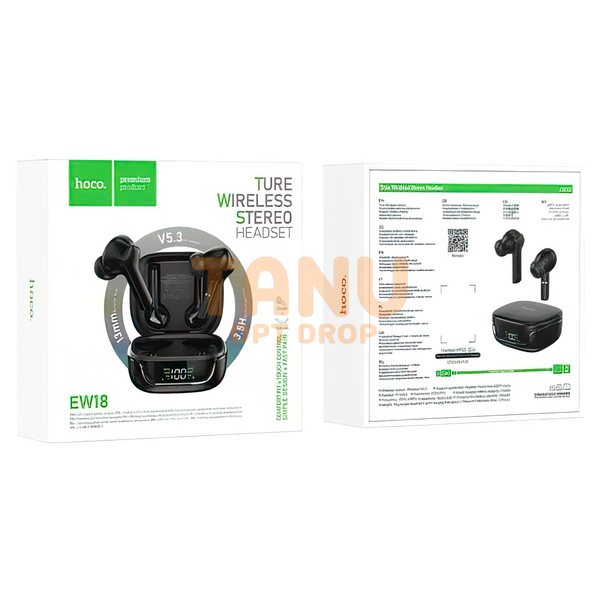 Бездротові вакуумні bluetooth TWS навушники HOCO EW18 True кейс із екраном Чорні 11k01p108v1 фото