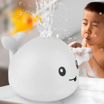Силіконова іграшка для купання дитини Spray Water Bath Toy Кит з фонтанчиком і LED підсвічуванням Білий 03k05p029v1 фото