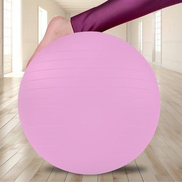 Надувний гумовий м'яч для фітнесу (фітбол) 65 см Yoga Bal Кремово-рожевий (HA-330) 02k07p022v9 фото