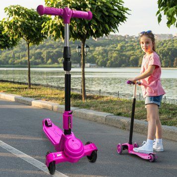 Универсальный детский складной самокат M-k plus k-40 Розовый 13k01p084v1 фото