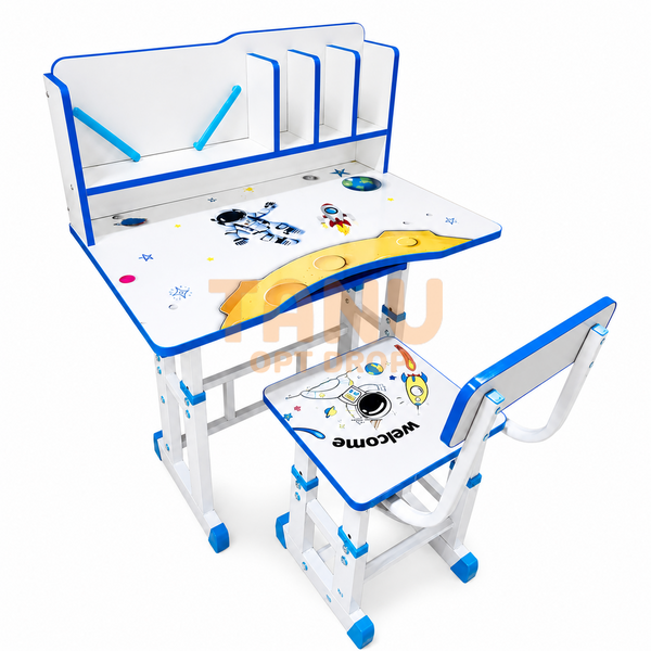 Дитяча парта-трансформер зі стільцем і полицями, регульована за висотою, для навчання,  творчості 26X-156 (509/5129) 03k16p202v1 фото