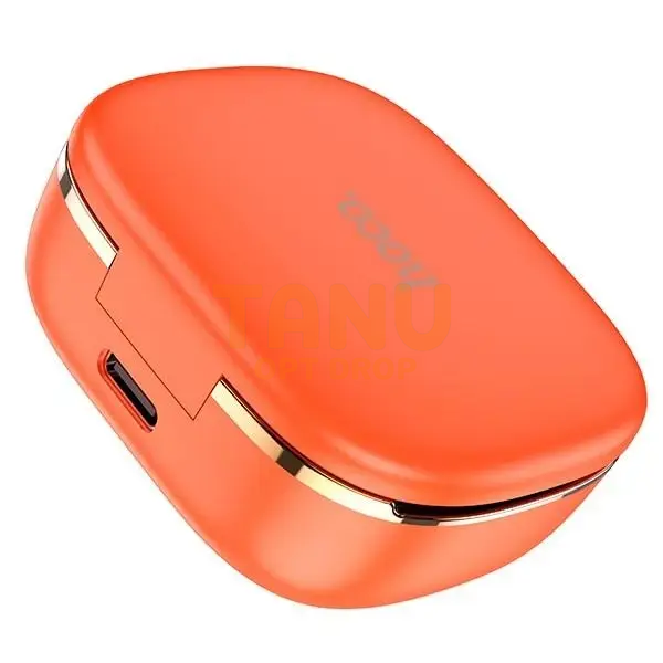 Бездротові вакуумні bluetooth TWS навушники HOCO EW18 True кейс із екраном Помаранчеві 11k01p108v2 фото