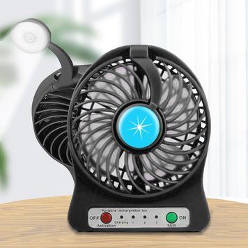 Портативний міні-USB-вентилятор Home Fest Portable Mini Fan USB з ліхтариком, Чорний 01k07p108v4 фото