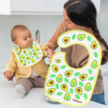 Махровий нагрудник BabyOno 831 Я їм і я росту, 20*30 см, 3м+, кольори в асортименті (SB) 03k17p334 фото