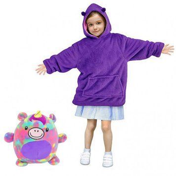 Дитячий плед толстовка халат з капюшоном і рукавами huggle pets hoodie, Єдиноріг 03k01p012 фото