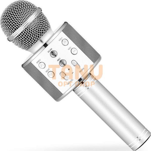 Беспроводной портативный bluetooth караоке микрофон с динамиком Q7 Wireless Wster WS-858 Серый (HA-50) 03k12p057v5 фото
