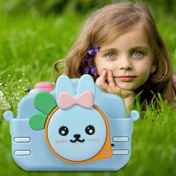 Детский фотоаппарат KIDS CAMERA зайчик смайлик Голубой 03k05p238v2 фото