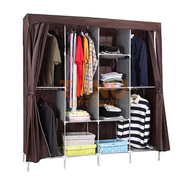Складной тканевый шкаф для одежды Storage Wardrobe 88165 на 4 секции Коричневый/N-2 01k04p167v5 фото