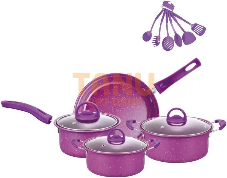 Набір кухонного посуду сковорода, каструлі з прозорими кришками COOKWARE SET AND-13-20 13 предметів (205) 10k12p136 фото