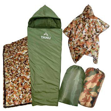 Кемпинговый универсальный термо набор спальный мешок с подушкой TANU -17С&deg;, 350 г/м2, 215х80 см Олива (BR) 02k08p024v1 фото