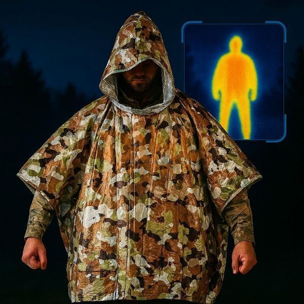 Вологозахисний пончо Emergency Sleeping Bag з мішком 97 см Мультикам 02k02p124v1 фото