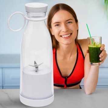 Портативний переносний блендер-пляшка для соку та смузі Mini Juicer 420 мл Білий (В) 10k14p070v5 фото
