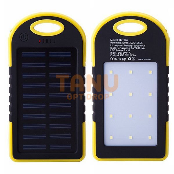 УМБ Power Bank ViaKing DDES500 Сонячна панель та LED-ліхтар 5 000 mAh Жовтий (H-11) 11k12p007v2 фото