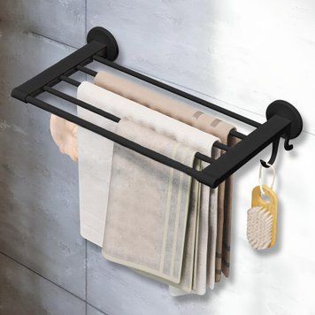 Самоклеюча настінна вішалка для рушників у ванну Towel rack YH6613 Чорний (2128) 01k04p224v2 фото