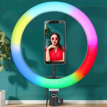 Світлодіодна кільцева RGB селфі-лампа 20 см для фото та відео зйомки&nbsp; 11k11p011v1 фото