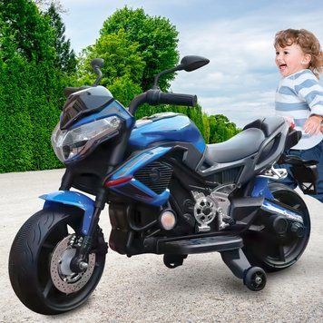 Детский электромобиль-мотоцикл со светомузыкой и кожаным салоном MOTO 9788(AM-64) Синий (360T) 03k24p025v1 фото