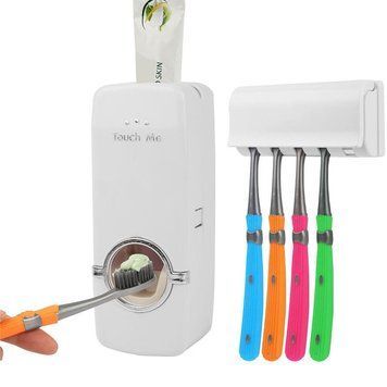 Пластмасовий дозатор для зубної пасти та тримач для зубної щітки Toothpaste Dispenser 01k01p031 фото