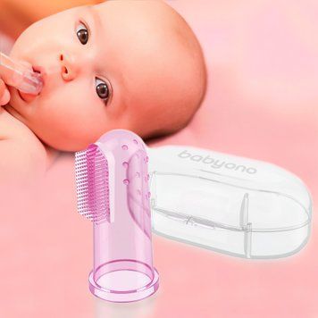 Зубная щетка с массажем десен для грудничков розовая BabyOno (SB) 723/03 03k17p249v2 фото