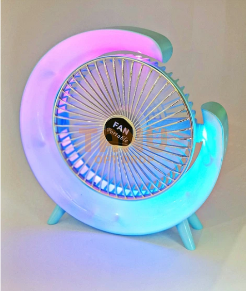 Вентилятор A3 настольный на аккумуляторе с подсветкой RGB Зеленый 01k07p191v2 фото
