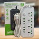 Мережевий фільтр високої потужності J08 3000W, 4 розетки, 6 USB, 2 Type-C, 2 м, Білий (206) 11k06p376 фото 1
