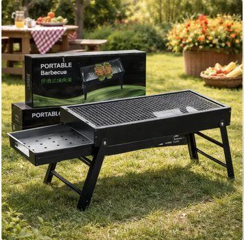 Мангал гриль портативный компактный барбекю BBQ черный 60*22*32(4409/6022) 02k02p180 фото