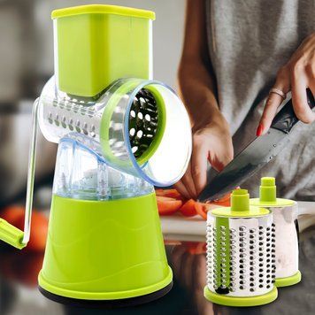 Ручна механічна терка-овочерізка з насадками 3в1 Vegetable Cutter JN-901 Зелений (JM) 10k13p054v2 фото