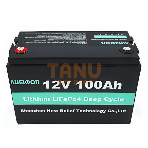 Литий-железо-фосфатный аккумулятор AUMOON LiFePO4 12,8V-100Ah 1,28 КВт BMS Bluetoouth для ИБП (OX) 11k12p269v4 фото