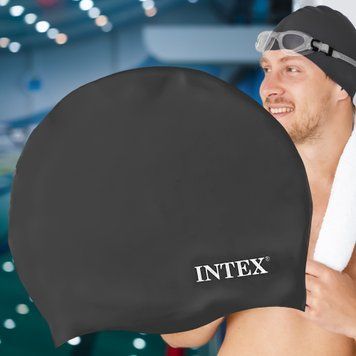 Силиконовая универсальная шапочка для плавания унисекс Intex 55992 от 8 лет Черный 02k10p437v1 фото