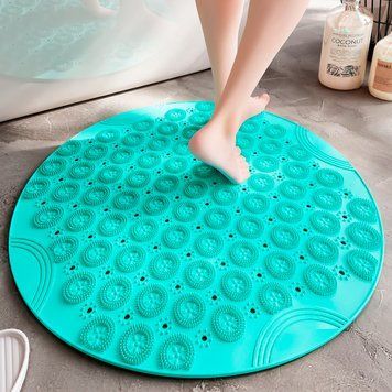 Круглый силиконовый антискользящий коврик для душа 37 см Massage Foot Rad Бирюзовый (205) 01k01p108v4 фото