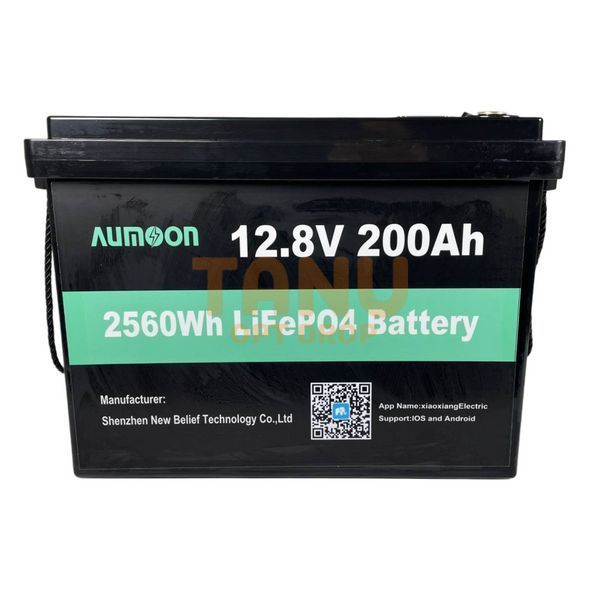 Литий-железо-фосфатный аккумулятор AUMOON LiFePO4 12,8V-200Ah (2,56 КВт) BMS, Bluetoouth для ИБП (OX) 11k12p269v5 фото