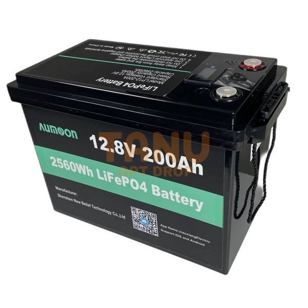Литий-железо-фосфатный аккумулятор AUMOON LiFePO4 12,8V-200Ah (2,56 КВт) BMS, Bluetoouth для ИБП (OX) 11k12p269v5 фото