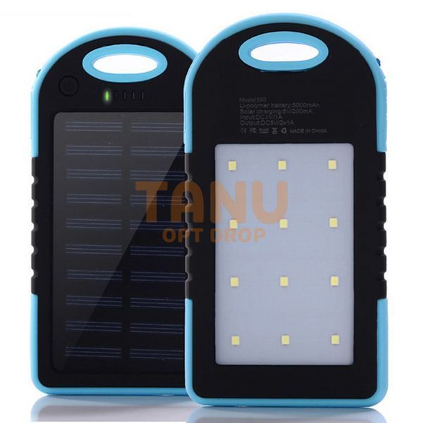 УМБ Power Bank ViaKing DDES500 Солнечная панель и LED-фонарь 5 000 mAh Синий (H-11) 11k12p007v4 фото