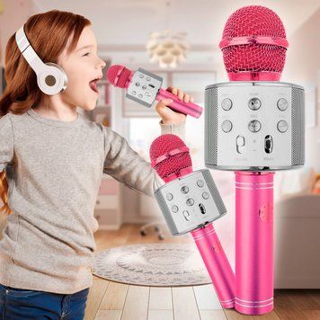 Бездротовий портативний bluetooth караоке мікрофон з динаміком Q7 Wireless Wster WS-858 Рожевий (HA-50) 03k12p057v3 фото